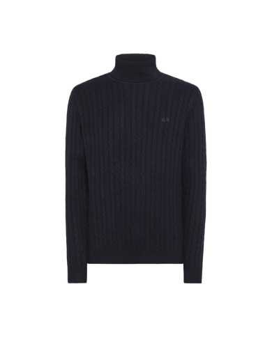 dolcevita navy blue uomo con logo e lavorazione a trecce | SUN68 dolcevita navy blue uomo con logo e lavorazione a trecce | SUN68