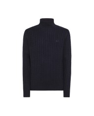 dolcevita navy blue uomo con logo e lavorazione a trecce | SUN68