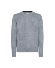 maglia grigio chiaro da uomo con logo e lavorazione a trecce | SUN68