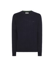 maglia navy blue da uomo con logo e lavorazione a trecce | SUN68