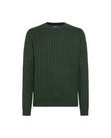 maglia verde scuro da uomo con logo e lavorazione a trecce | SUN68 maglia verde scuro da uomo con logo e lavorazione a trecce | SUN68