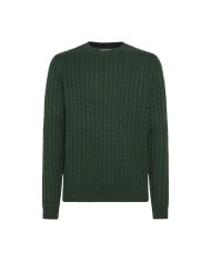 maglia verde scuro da uomo con logo e lavorazione a trecce | SUN68