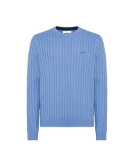 maglia sky blue da uomo con logo e lavorazione a trecce | SUN68