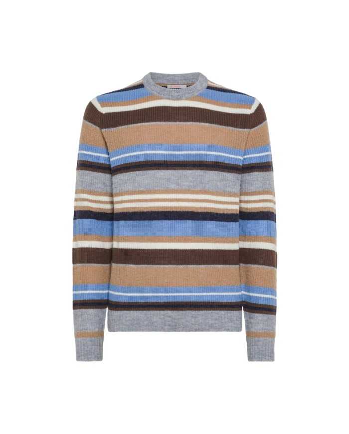 maglia grigio chiaro da uomo con strisce multicolor all-over | SUN68 maglia grigio chiaro da uomo con strisce multicolor all-over | SUN68