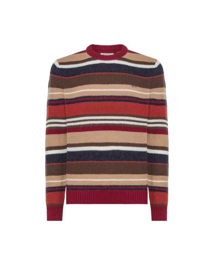 maglia rosso da uomo con strisce multicolor all-over | SUN68 maglia rosso da uomo con strisce multicolor all-over | SUN68