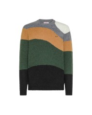maglia verde scuro da uomo con maniche multicolor | SUN68