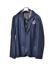 giacca blu da uomo con cappuccio rimovibile e tasche | BOB