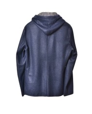 giacca blu da uomo con cappuccio rimovibile e tasche | BOB