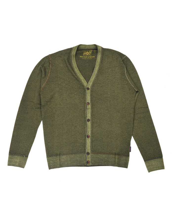 cardigan militare da uomo con motivi chiari su bordi e ricami | BOB cardigan militare da uomo con motivi chiari su bordi e ricami | BOB