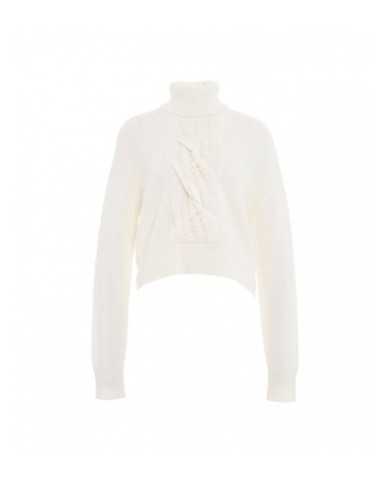 dolcevita bianco da donna lavorato a trecce su capo e perline | LIU JO