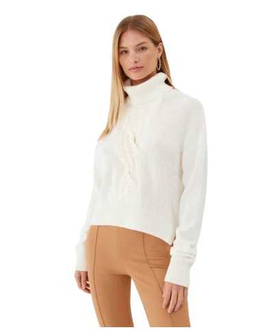 dolcevita bianco da donna lavorato a trecce su capo e perline | LIU JO