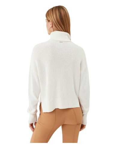 dolcevita bianco da donna lavorato a trecce su capo e perline | LIU JO