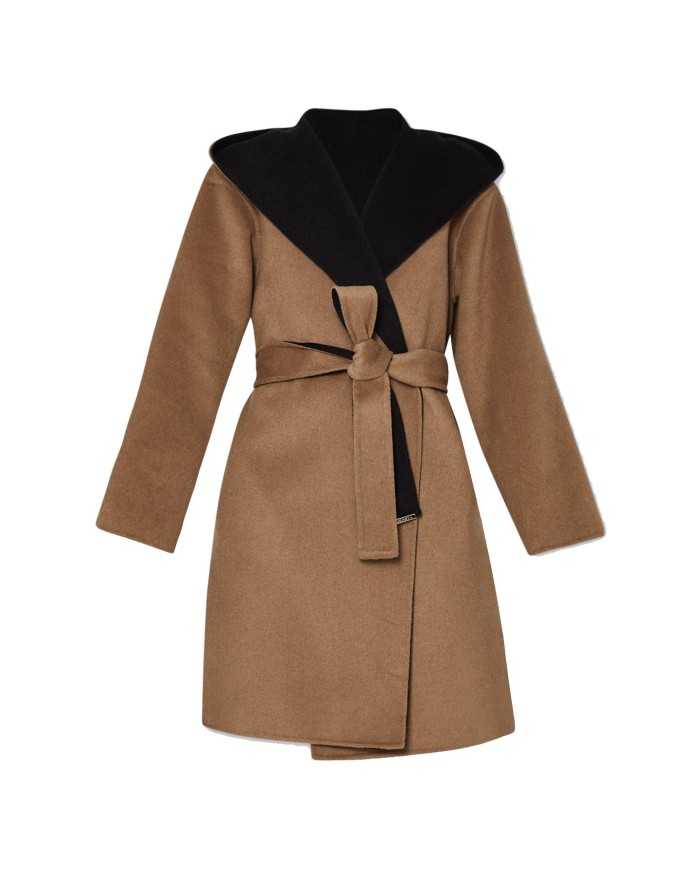 cappotto nero/sahara da donna con nastro annodabile e spacchi | LIU JO cappotto nero/sahara da donna con nastro annodabile e spacchi | LIU JO