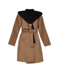 cappotto nero/sahara da donna con nastro annodabile e spacchi | LIU JO