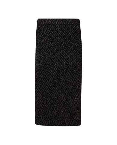 gonna nero/dark gold da donna con logo a catena jacquard | LIU JO gonna nero/dark gold da donna con logo a catena jacquard | LIU JO