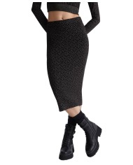 gonna nero/dark gold da donna con logo a catena jacquard | LIU JO gonna nero/dark gold da donna con logo a catena jacquard | LIU JO