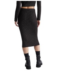 gonna nero/dark gold da donna con logo a catena jacquard | LIU JO gonna nero/dark gold da donna con logo a catena jacquard | LIU JO