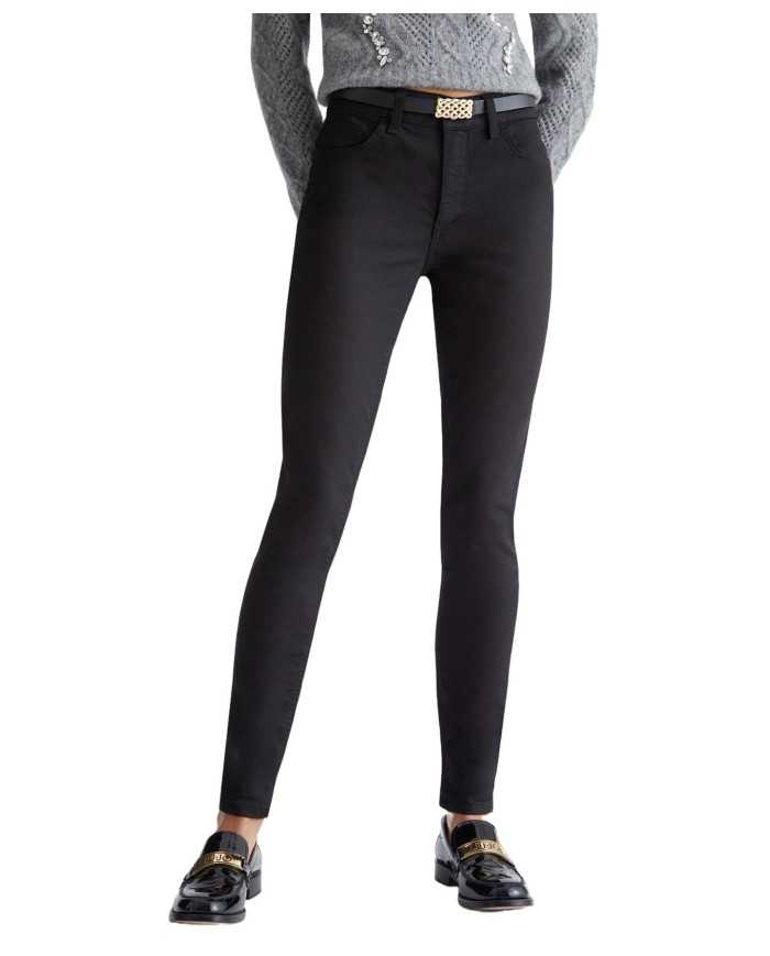 pantaloni skinny a vita alta neri da donna con salpa logata | LIU JO pantaloni skinny a vita alta neri da donna con salpa logata | LIU JO