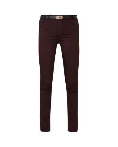 pantaloni skinny a vita alta dark coffe da donna con logo | LIU JO