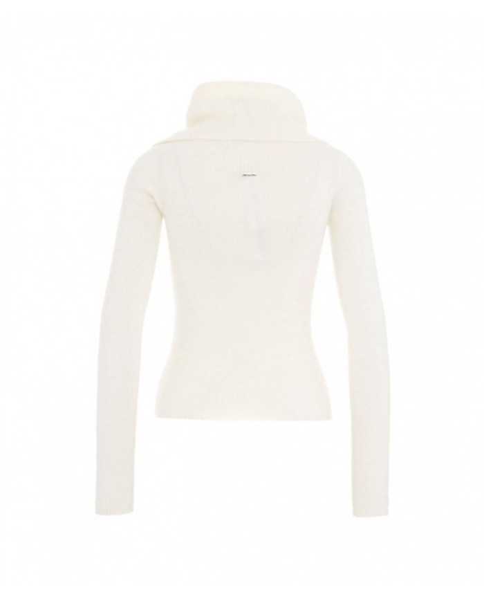 maglia slim bianco panna da donna con collo a ciambella | LIU JO maglia slim bianco panna da donna con collo a ciambella | LIU JO