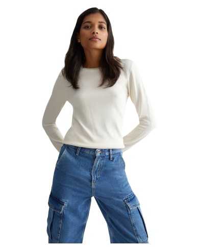 maglia naturale da donna con logo piccolo a strass | LIU JO