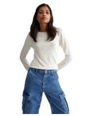 maglia naturale da donna con logo piccolo a strass | LIU JO