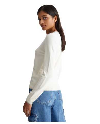 maglia naturale da donna con logo piccolo a strass | LIU JO