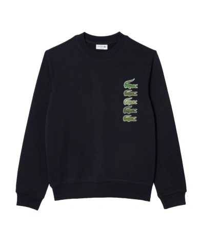 felpa blu navy da uomo con logo patch su lato | LACOSTE felpa blu navy da uomo con logo patch su lato | LACOSTE