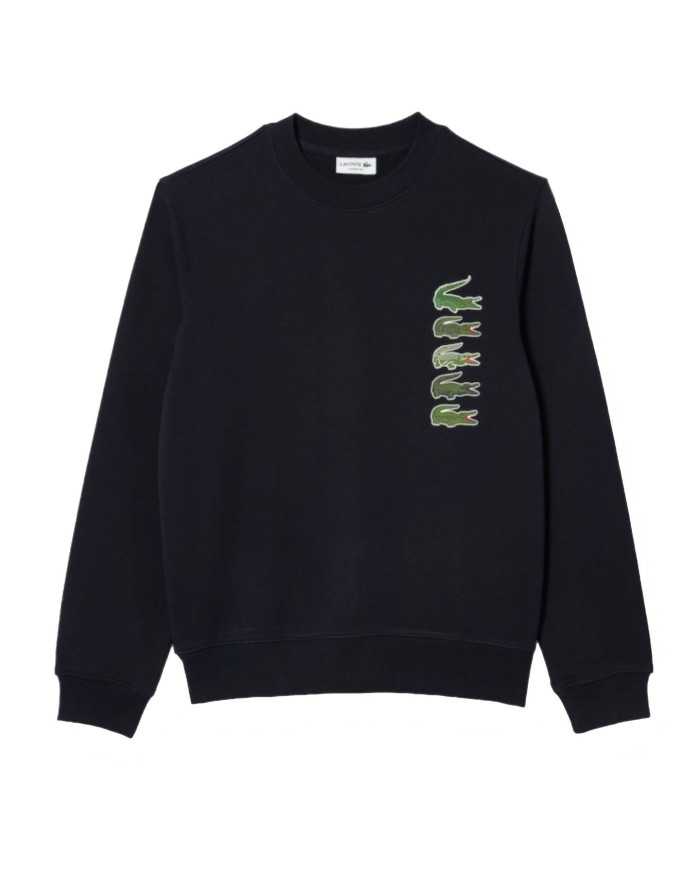 felpa blu navy da uomo con logo patch su lato | LACOSTE felpa blu navy da uomo con logo patch su lato | LACOSTE