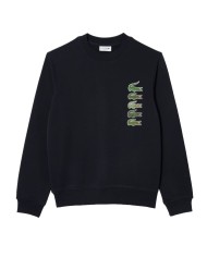 felpa blu navy da uomo con logo patch su lato | LACOSTE