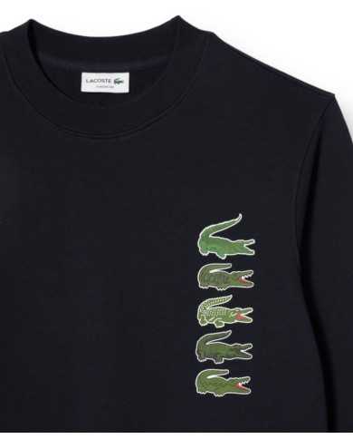 felpa blu navy da uomo con logo patch su lato | LACOSTE felpa blu navy da uomo con logo patch su lato | LACOSTE