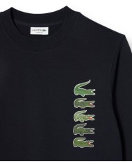 felpa blu navy da uomo con logo patch su lato | LACOSTE