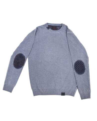 maglia blu da uomo con dettagli a patch su capo | BOB maglia blu da uomo con dettagli a patch su capo | BOB