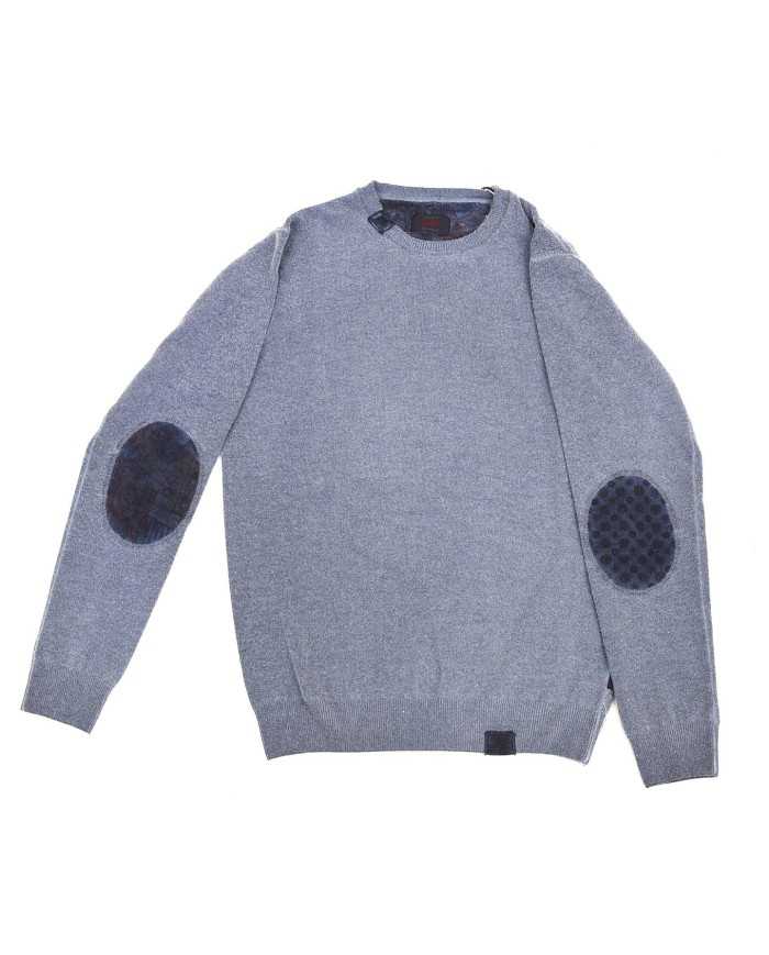 maglia blu da uomo con dettagli a patch su capo | BOB maglia blu da uomo con dettagli a patch su capo | BOB