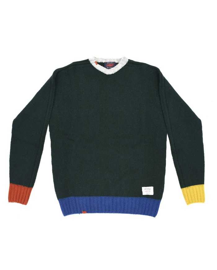 maglia verdone da uomo con logo patch in basso a destra | BOB maglia verdone da uomo con logo patch in basso a destra | BOB