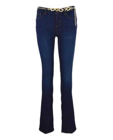 jeans slim bootcut denim/blu black da donna con catena dorata | LIU JO