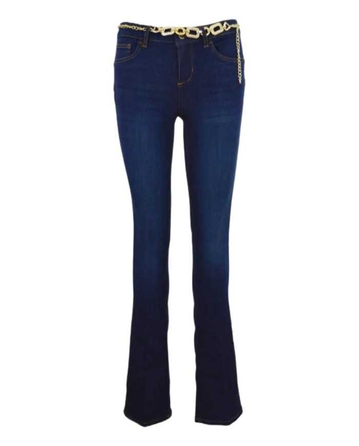 jeans slim bootcut denim/blu black da donna con catena dorata | LIU JO jeans slim bootcut denim/blu black da donna con catena dorata | LIU JO