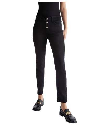 jeans cropped bottom denim nero da donna con gamba skinny | LIU JO
