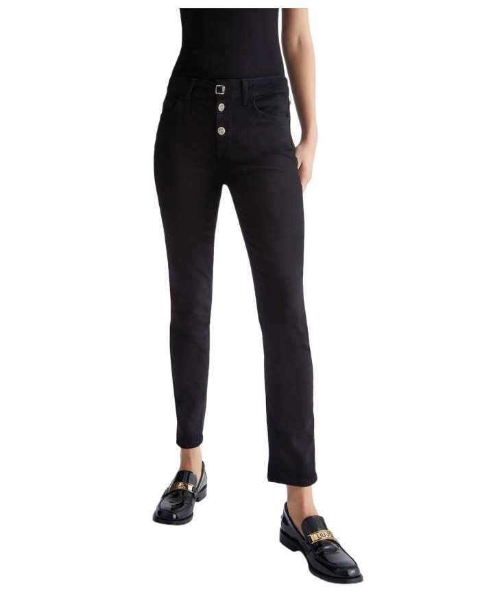 jeans cropped bottom denim nero da donna con gamba skinny | LIU JO jeans cropped bottom denim nero da donna con gamba skinny | LIU JO