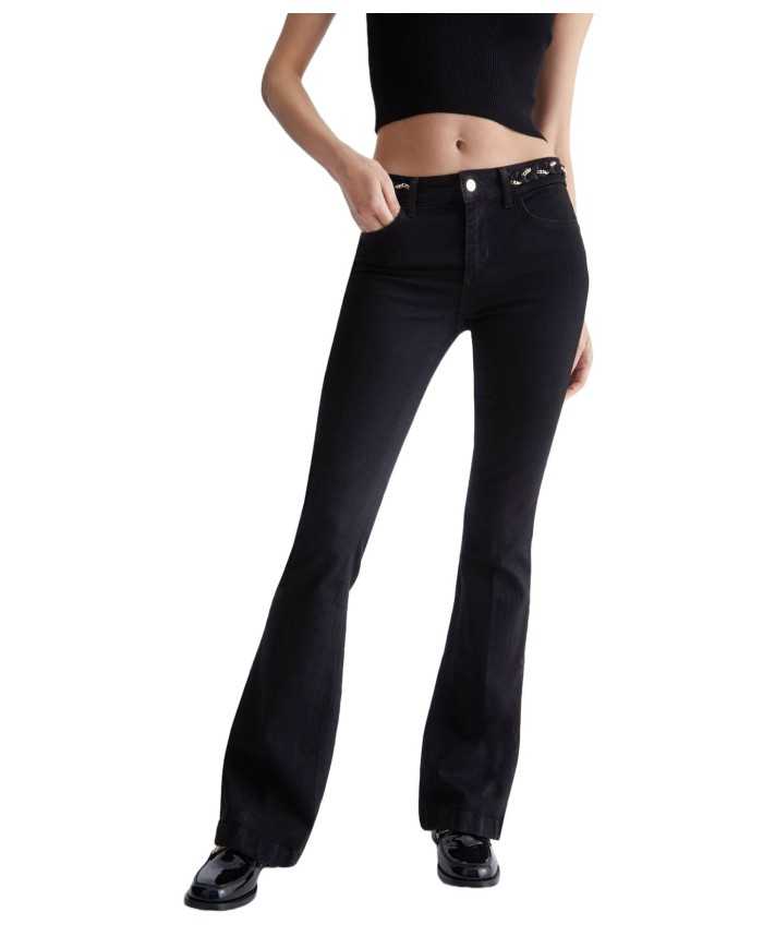 jeans denim black da donna con gamba flare e piega | LIU JO jeans denim black da donna con gamba flare e piega | LIU JO