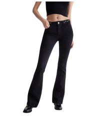jeans denim black da donna con gamba flare e piega | LIU JO