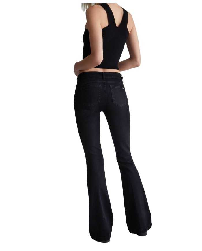 jeans denim black da donna con gamba flare e piega | LIU JO