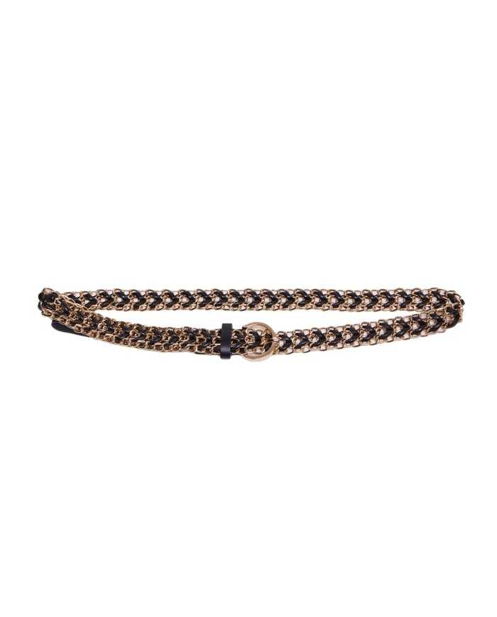 cintura nera/soft gold da donna con lavorazione a catena | LIU JO cintura nera/soft gold da donna con lavorazione a catena | LIU JO