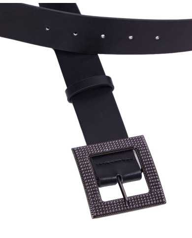 cintura nero/glitter met da donna con perle ad ardiglione | LIU JO