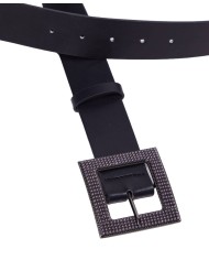 cintura nero/glitter met da donna con perle ad ardiglione | LIU JO