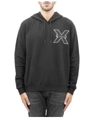 felpa con cappuccio nera da uomo logata in alto a destra | RICHMOND