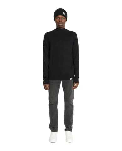 maglia nera da uomo con bordo e polsine a costine | RICHMOND maglia nera da uomo con bordo e polsine a costine | RICHMOND