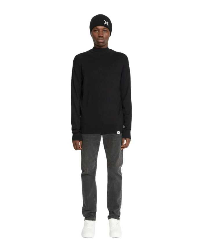 maglia nera da uomo con bordo e polsine a costine | RICHMOND maglia nera da uomo con bordo e polsine a costine | RICHMOND