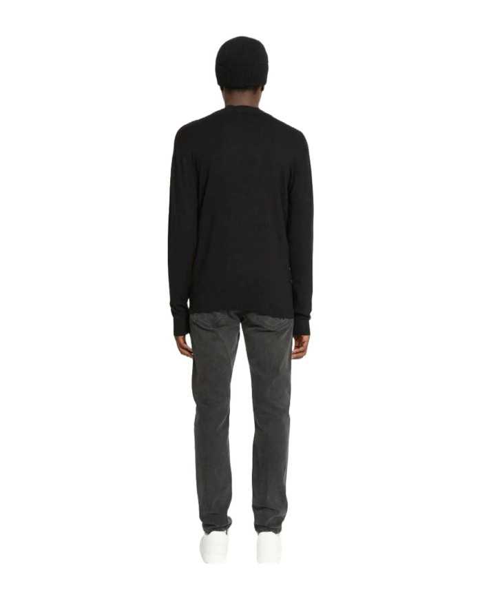 maglia nera da uomo con bordo e polsine a costine | RICHMOND maglia nera da uomo con bordo e polsine a costine | RICHMOND