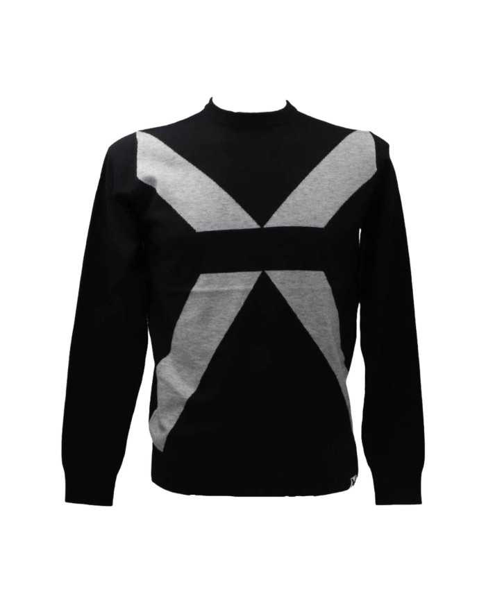 maglia nera da uomo logata in contrasto avanti e dietro | RICHMOND maglia nera da uomo logata in contrasto avanti e dietro | RICHMOND